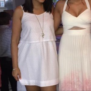 Ann Taylor Loft White spaghetti strap mini dress